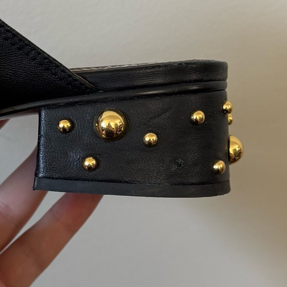 See By Chloe Gold studded black leather Mule slip on flats - missing studs - Picture 7 of 13
